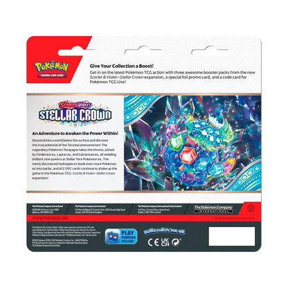 Pokémon Scarlet & Violet Stellar Crown 3er Blister Back