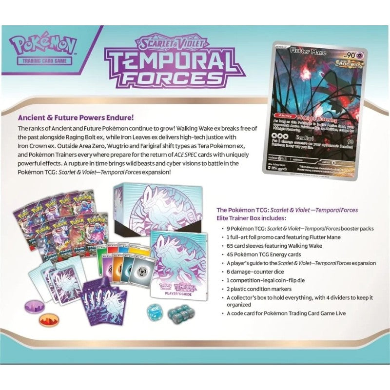 Pokémon Scarlet & Violet Temporal Forces Elite Trainer Box Walking Wake Back