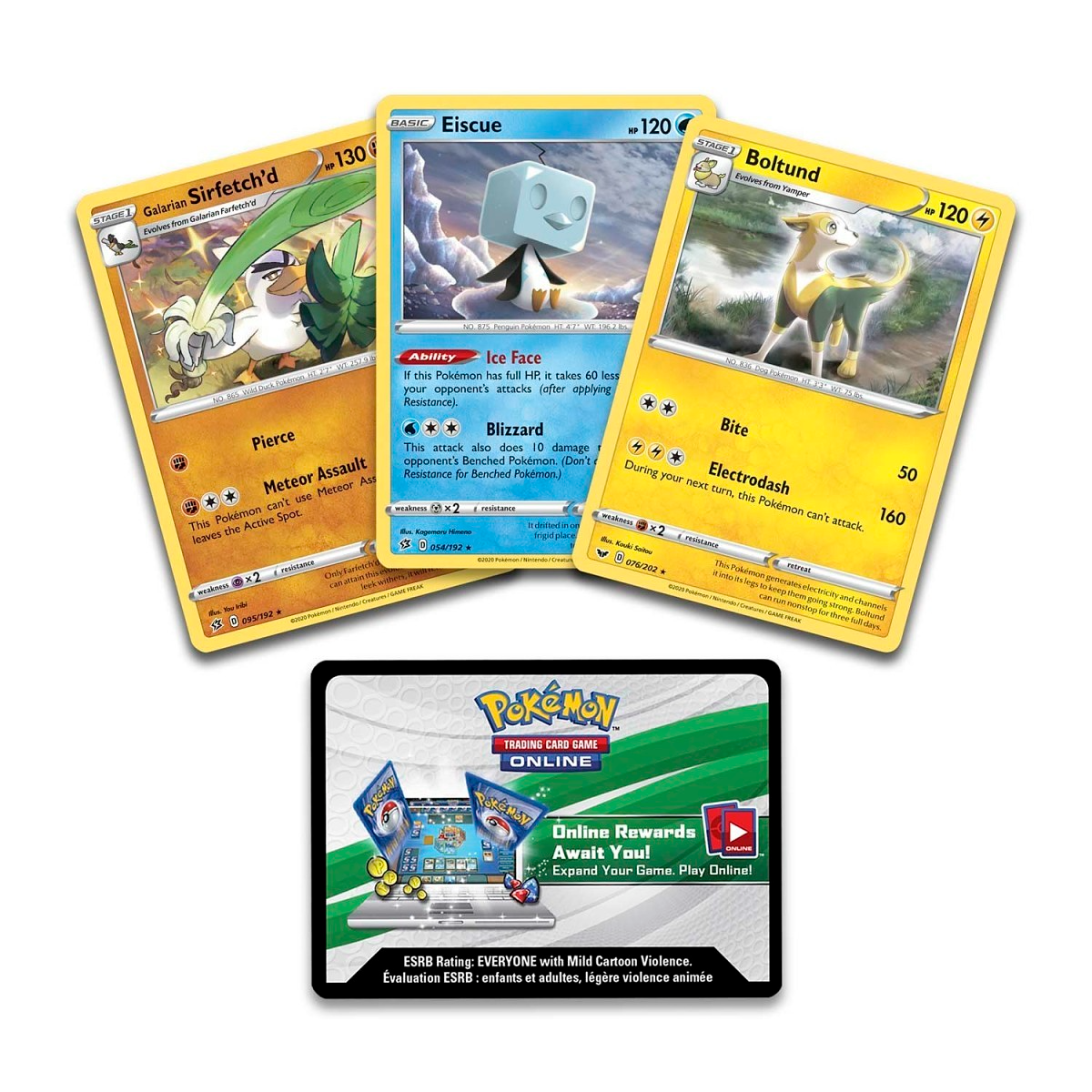 Pokémon Sword & Shield Knock Out Collection (Boltund, Eiscue, Sirfetch'd) Content